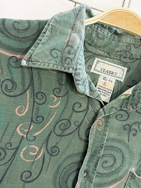 vintage 80s classics swirl full button shirt - good market thrift store