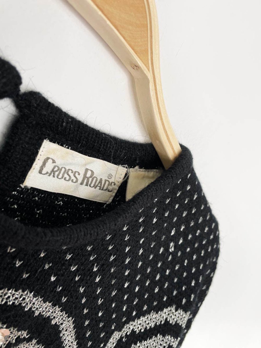 vintage 80s crossroads silver bells sequin knit sweater - good market thrift store