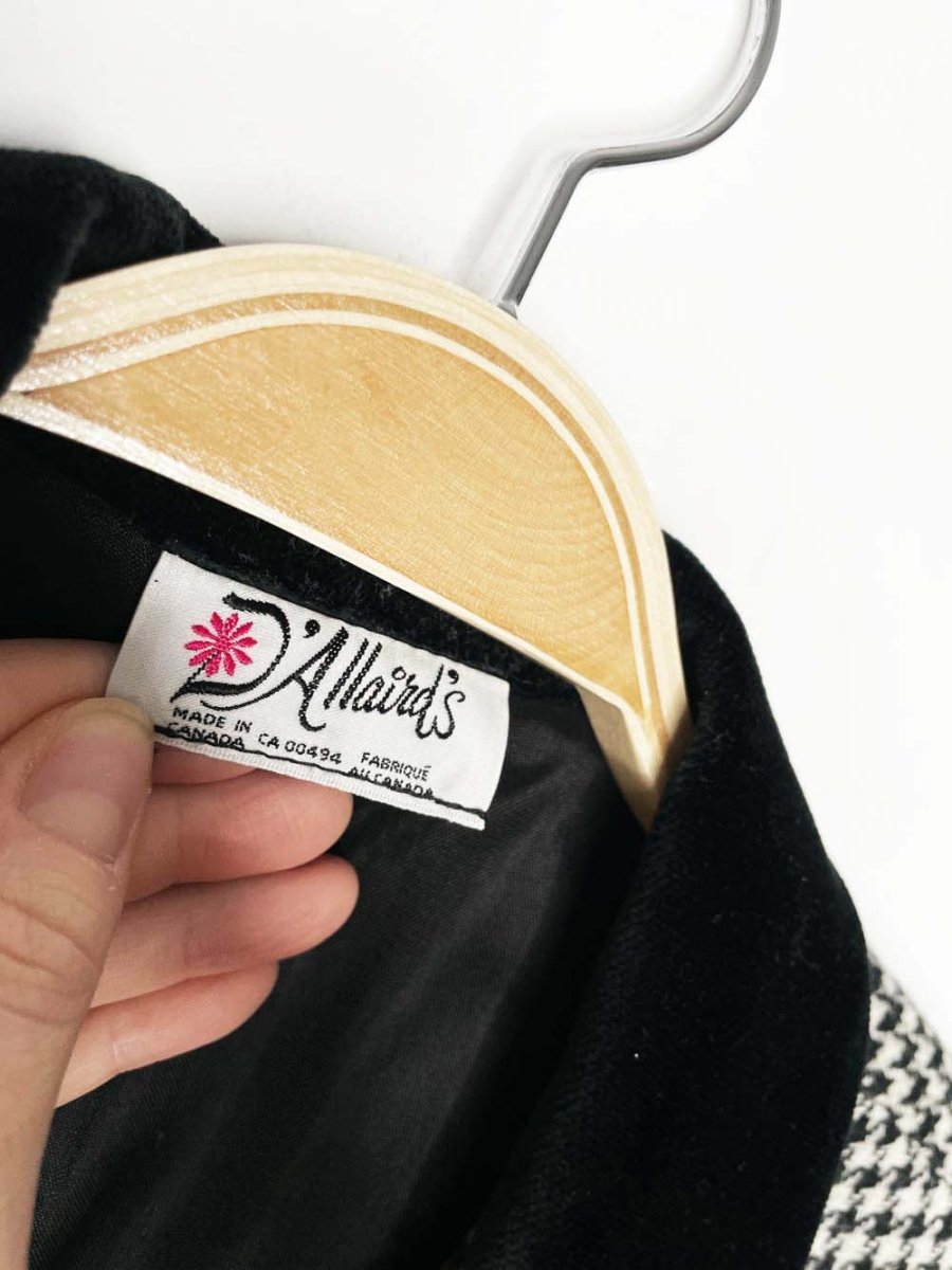 vintage 80s d'allairds 100% wool velvet trim houndstooth blazer | made in Canada - good market thrift store