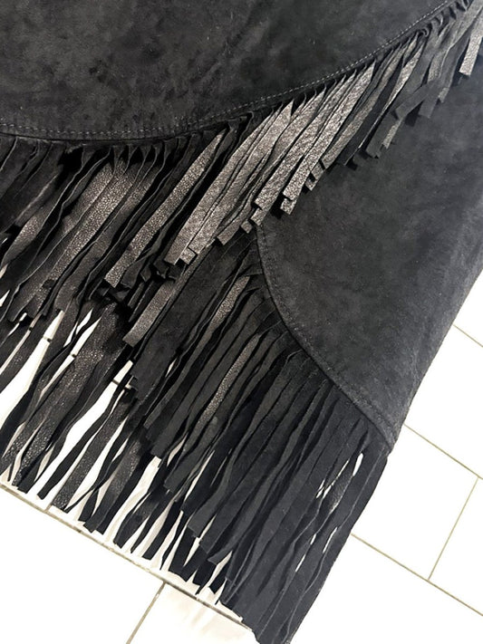 vintage 80s danier fringe wrap suede midi maxi skirt | made in Canada - good market thrift store