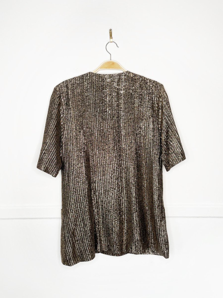 vintage 80s david bradley metallic double breasted short sleeve jacket top - good market thrift store