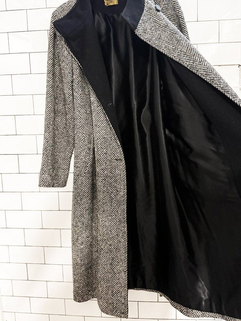 vintage 80s electre paris wool herringbone coat - good market thrift store