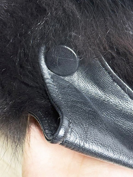 vintage 80s fox fur + faux leather visor hat - good market thrift store