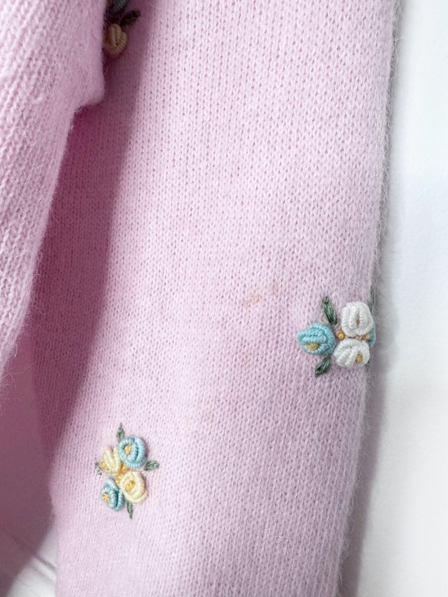 vintage 80s franco valeri lambswool-angora rosettes knit sweater - good market thrift store