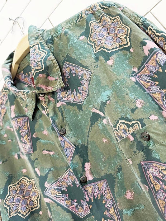 vintage 80s jason alexander 100% silk abstract shirt - good market thrift store