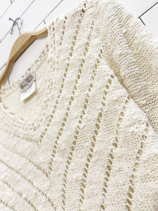 vintage 80s marisa christina pointelle chevron knit sweater - good market thrift store