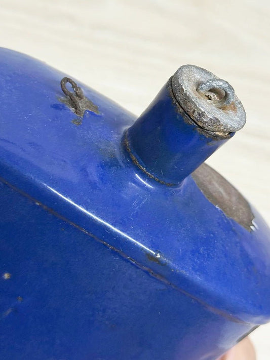 vintage 80s military iron enamel decorative flask bottle - good market thrift store