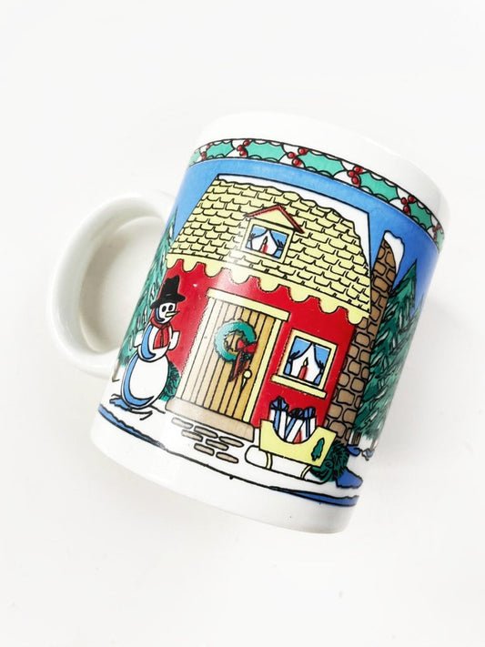 vintage 80s mr. snowman's house mug | houston foods - good market thrift store