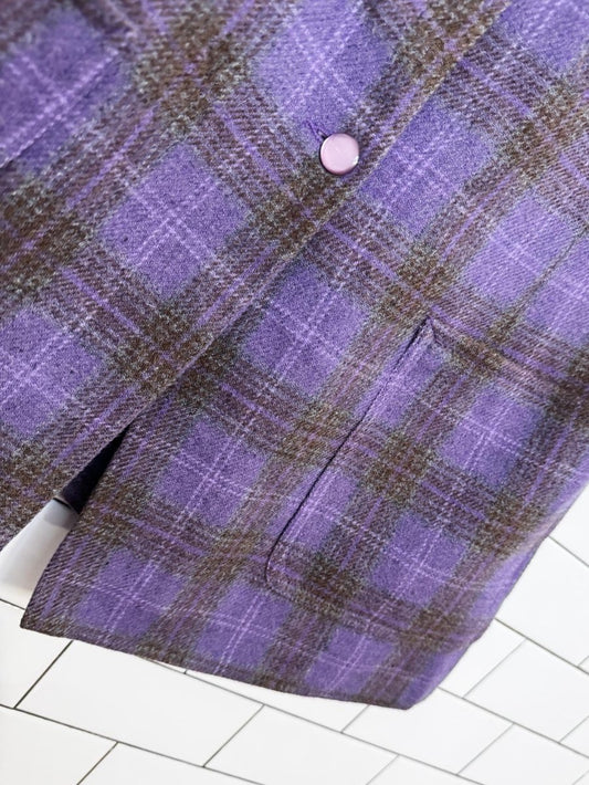vintage 80s munro spun 100% wool tartan full button vest mini dress - good market thrift store