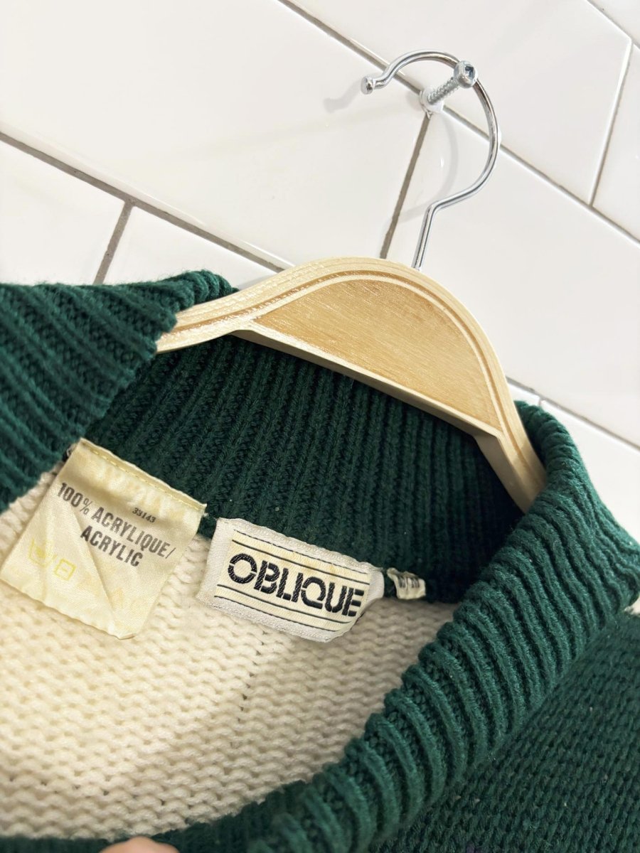 vintage 80s oblique floral knit sweater - good market thrift store