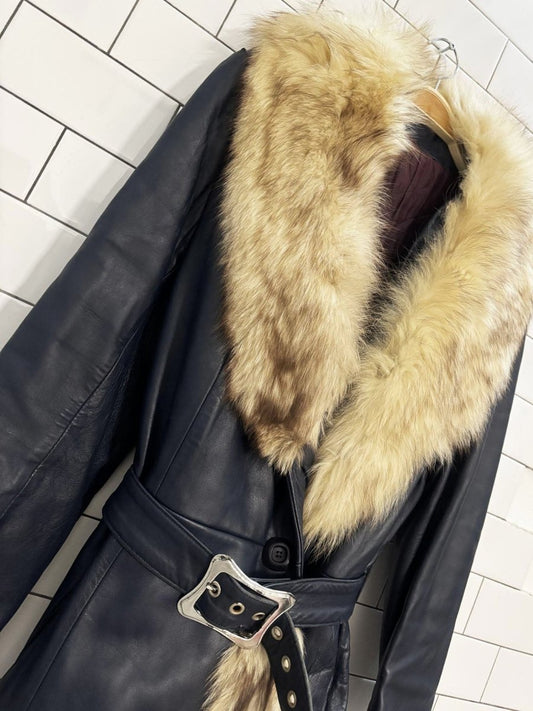 vintage 80s pacific garments fox fur tim leather penny lane coat | the nestles - good market thrift store