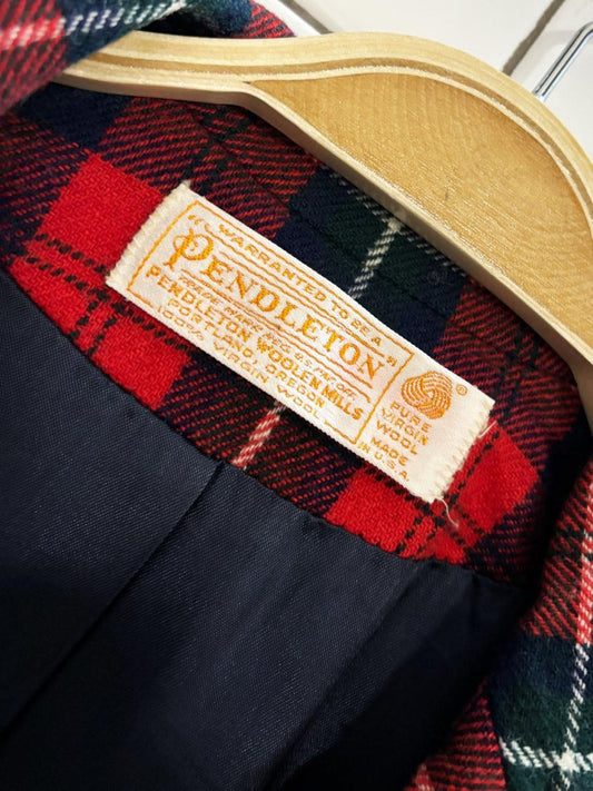 vintage 80s pendleton 100% wool tartan plaid blazer | made in usa - good market thrift store
