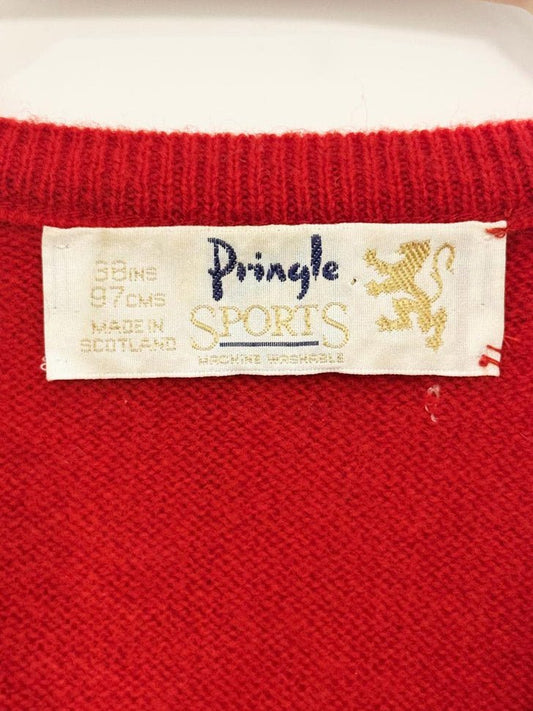 vintage 80s pringle sports wool knit v - neck sweater | made in scotland - good market thrift store