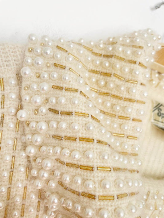 vintage 80s spanner lambswool - angora decadent pearl knit turtleneck - good market thrift store