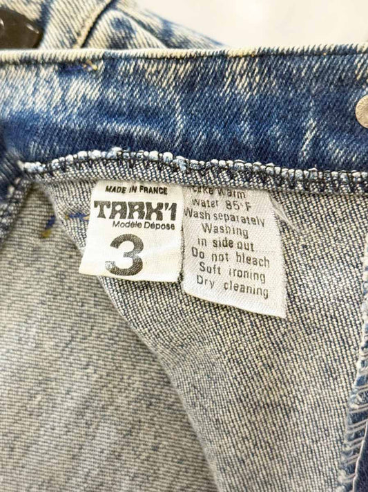 vintage 80s tark'1 paris acid wash denim mini skirt - good market thrift store