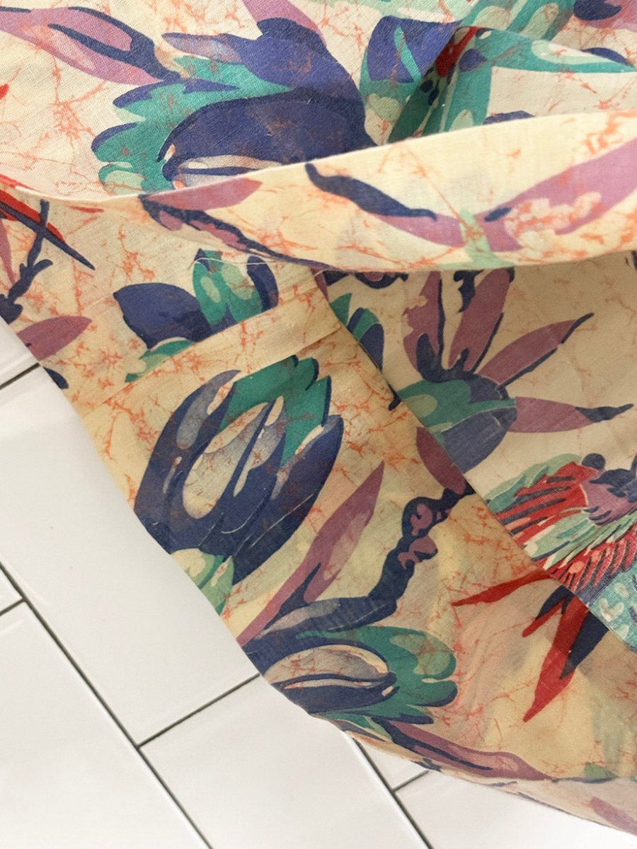 vintage 80s tropical floral full midi skirt - good market thrift store