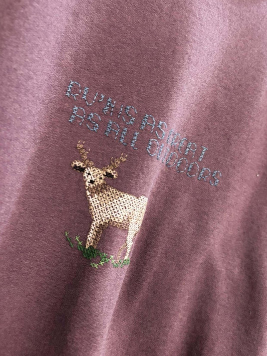 vintage 80s warm ups co. cross stitch deer sweatshirt | made in Canada - good market thrift store