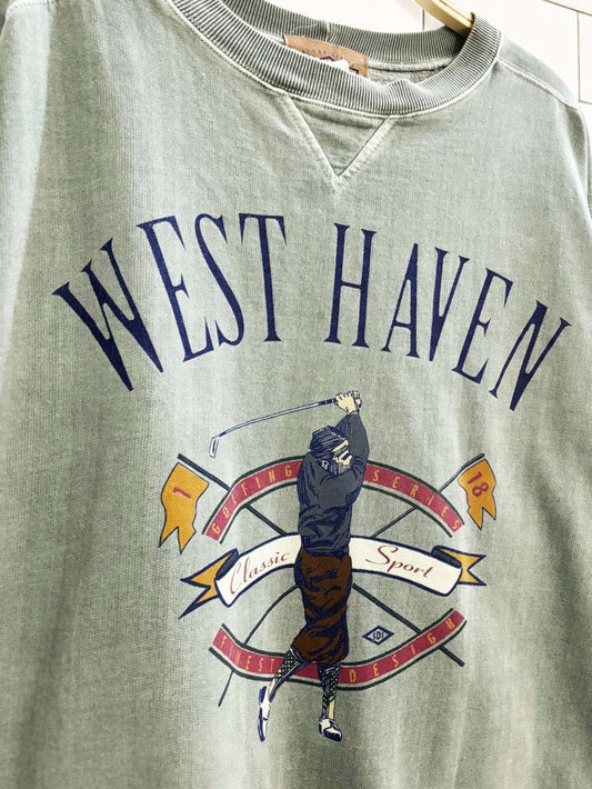 vintage 80s west haven golf series faded sweatshirt - good market thrift store
