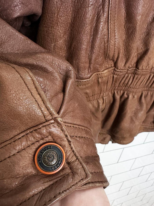 vintage 90s adventure bound by wilsons soft leather fitted bomber jacket - good market thrift store