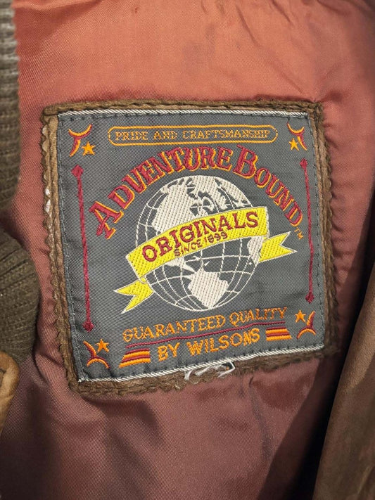vintage 90s adventure bound leather bomber jacket | wilsons - good market thrift store