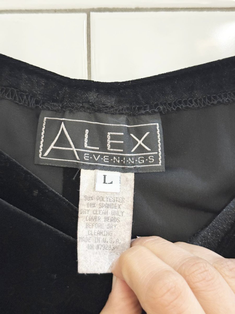 vintage 90s alex evenings velvet beaded fringe midi skirt | made in USA - good market thrift store