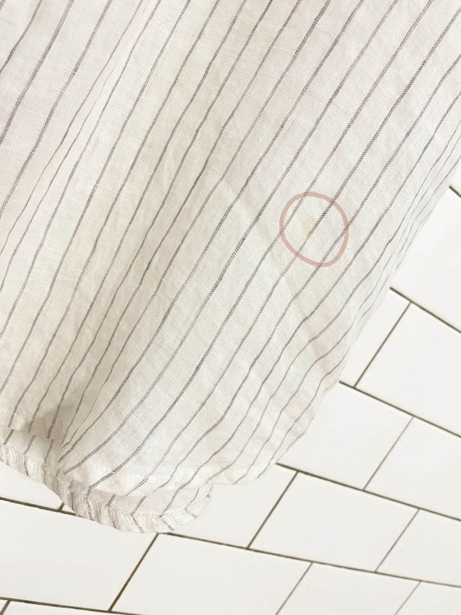 vintage 90s alexia von beck 100% linen striped shirt dress | made in canada - good market thrift store