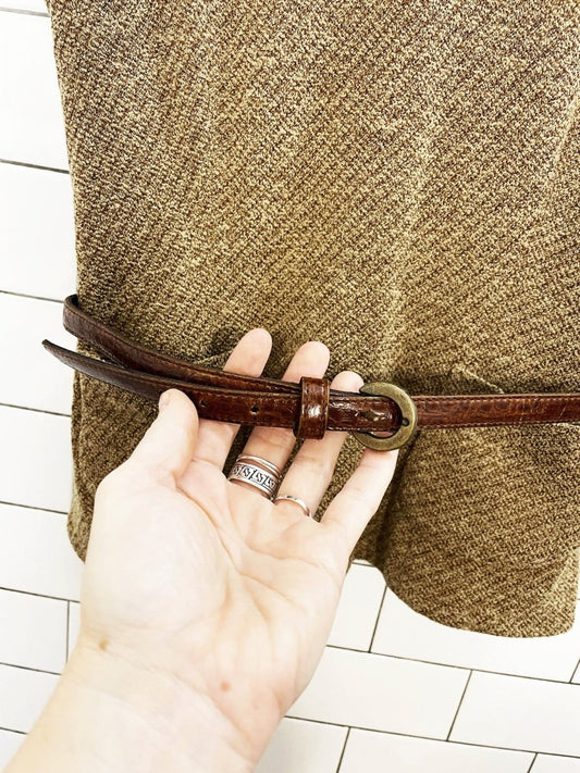 vintage 90s anne klein II wool-blend belted back button shirt | union made in usa - good market thrift store