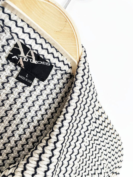 vintage 90s attitudes woven crochet - style cabana shirt | made in USA - good market thrift store