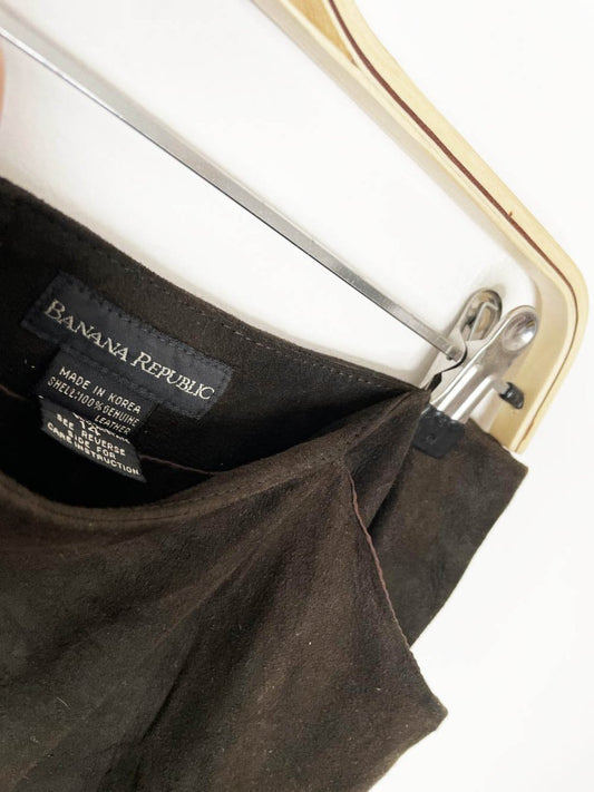 vintage 90s banana republic lamb suede mini skirt - good market thrift store