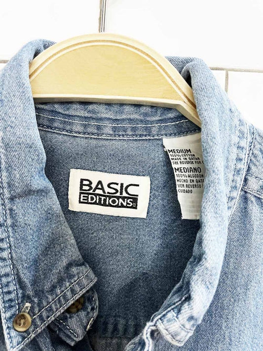 vintage 90s basic editions full button soft denim shirt - good market thrift store