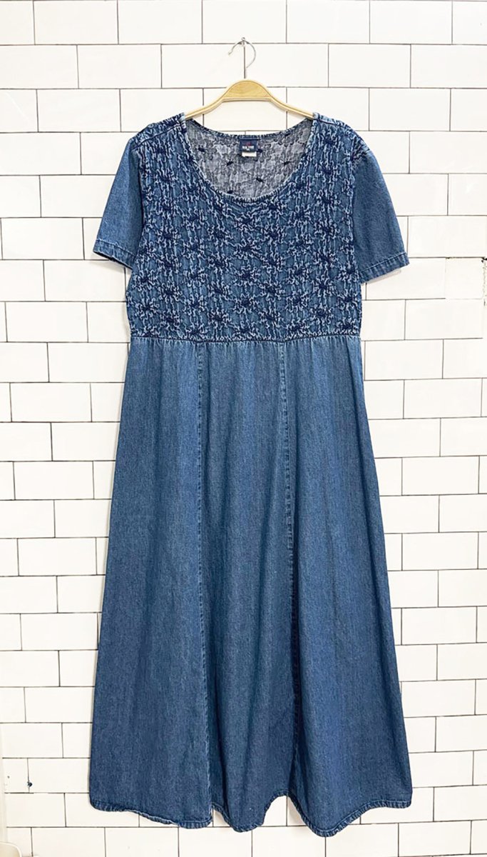 vintage 90s big time floral denim maxi dress | made in USA - good market thrift store