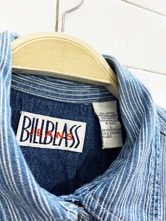 vintage 90s bill blass striped full button denim shirt - good market thrift store