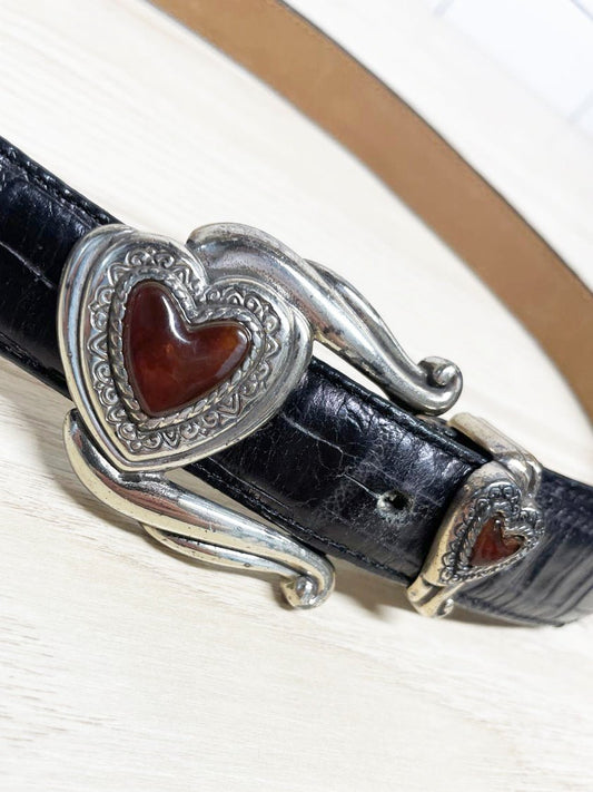 vintage 90s brighton southwestern heart buckle leather belt - good market thrift store