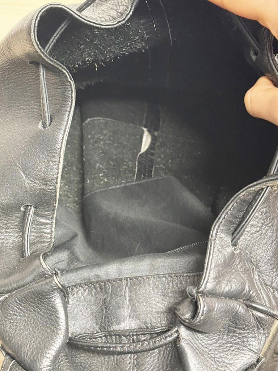 vintage 90s bugatti leather drawstring backpack - good market thrift store