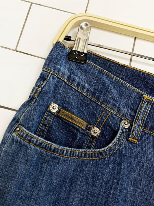 vintage 90s calvin klein tulip hem denim mini skirt - good market thrift store