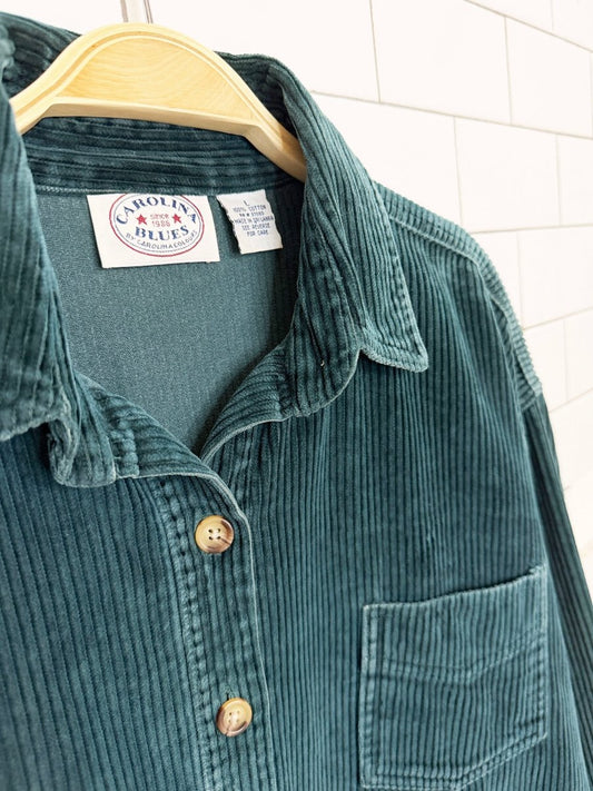 vintage 90s carolina blues chunky cord shirt jacket - good market thrift store