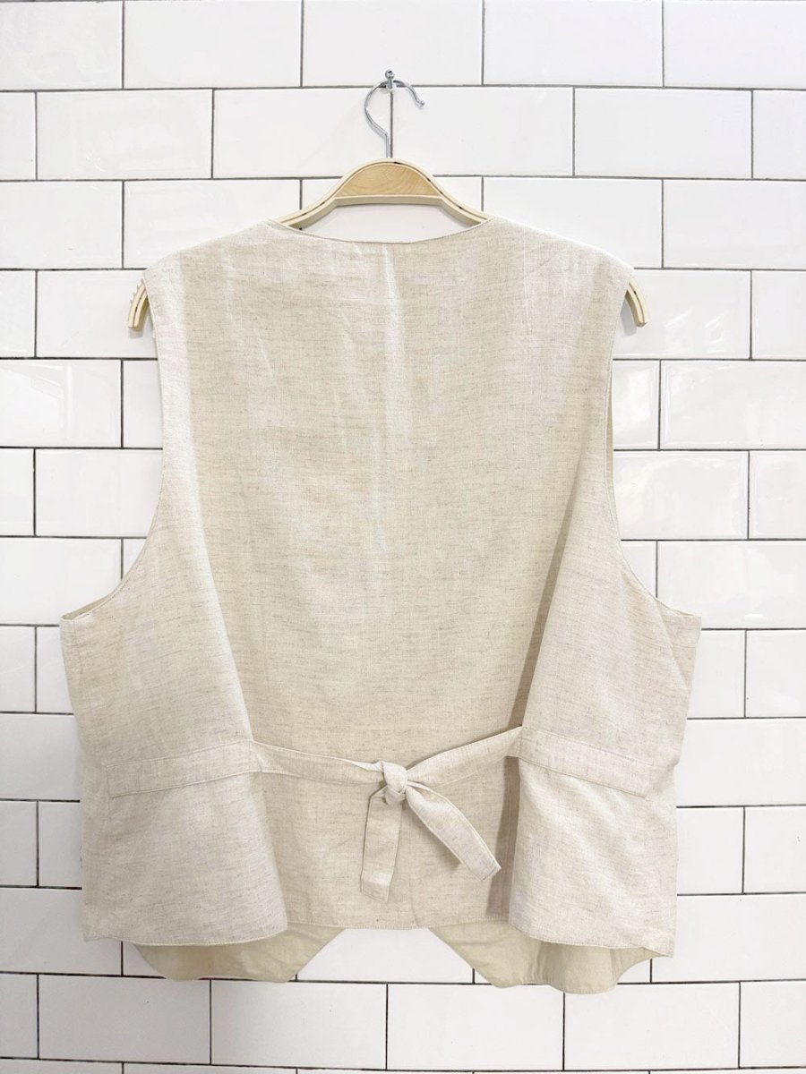 vintage 90s casey & max linen - blend embroidered floral vest - good market thrift store