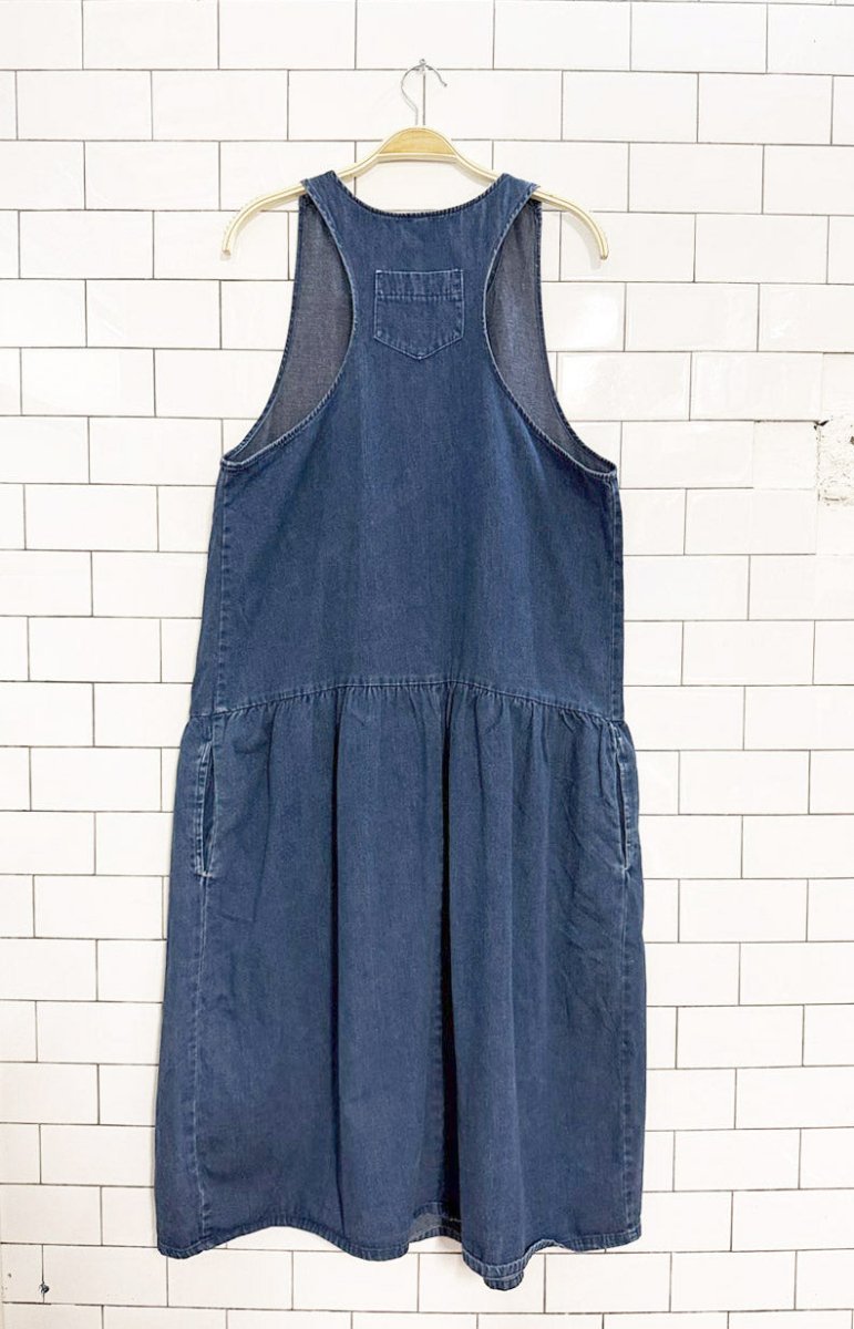 vintage 90s cherokee sleeveless drop waist denim dress - good market thrift store