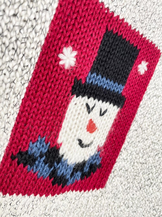 vintage 90s christopher & banks hand - embroidered snowman sweater - good market thrift store