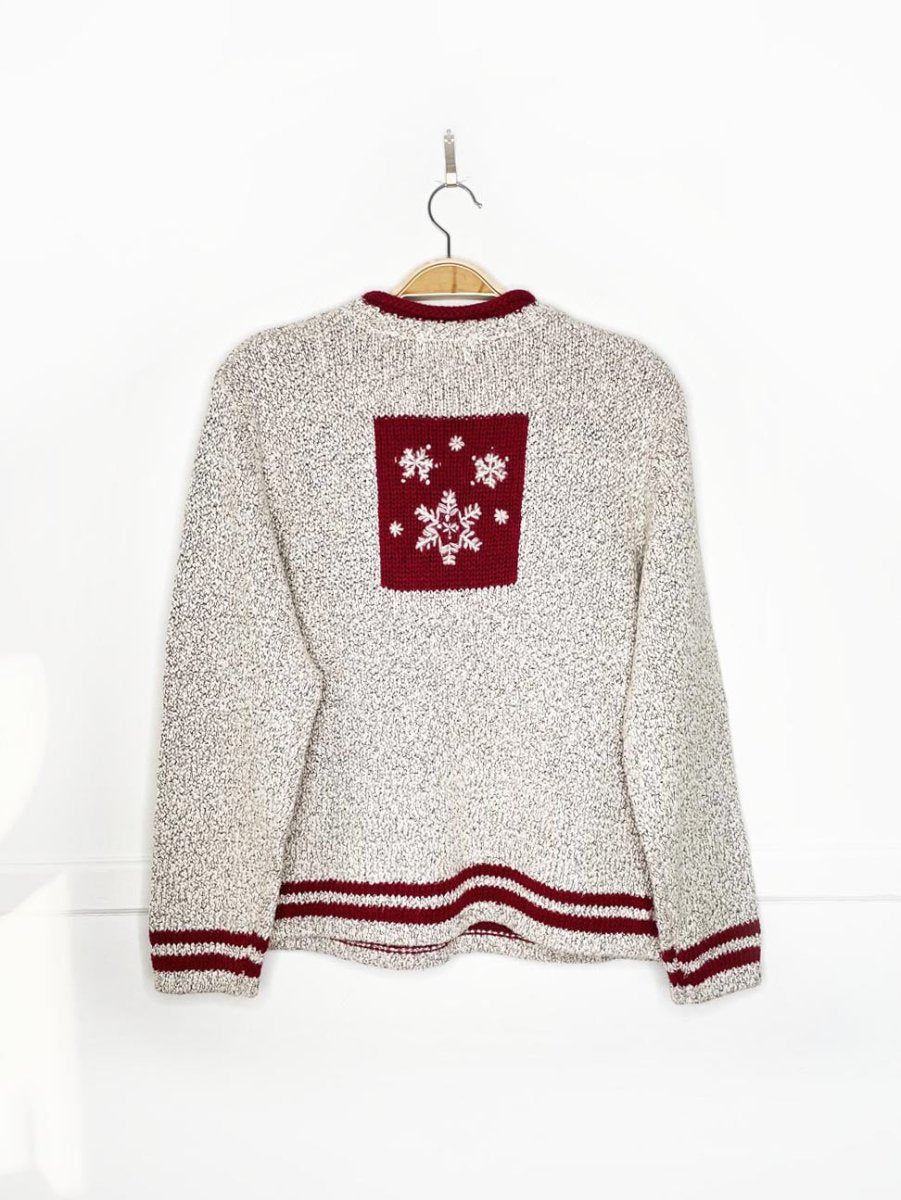 vintage 90s christopher & banks hand - embroidered snowman sweater - good market thrift store
