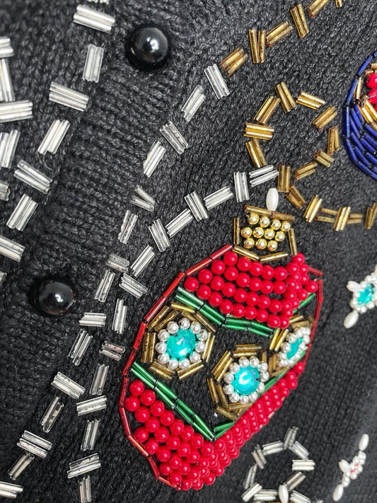 vintage 90s claudia d beaded ornaments knit vest - good market thrift store
