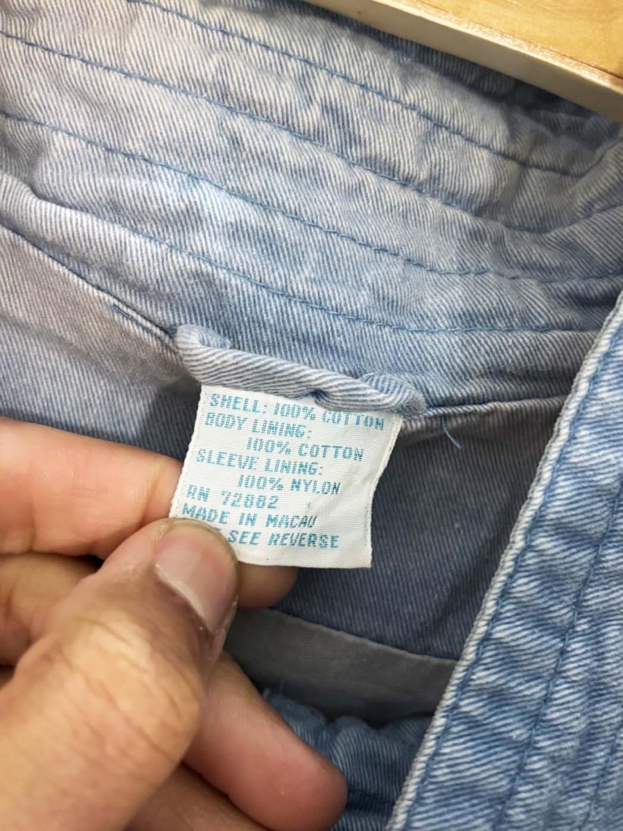 vintage 90s climate zone hooded denim chambray jacket - good market thrift store