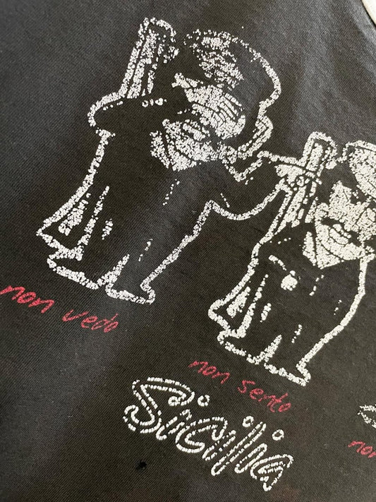 vintage 90s clique italian graphic cropped baby ringer tee - good market thrift store