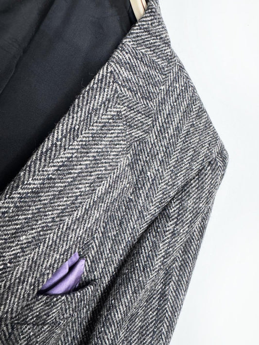 vintage 90s collezioni rudolpho wool-blend herringbone tweed blazer | made in Canada - good market thrift store