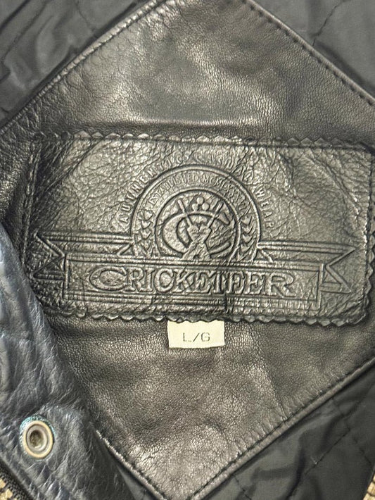 vintage 90s cricketeer two - tone leather bomber jacket - good market thrift store