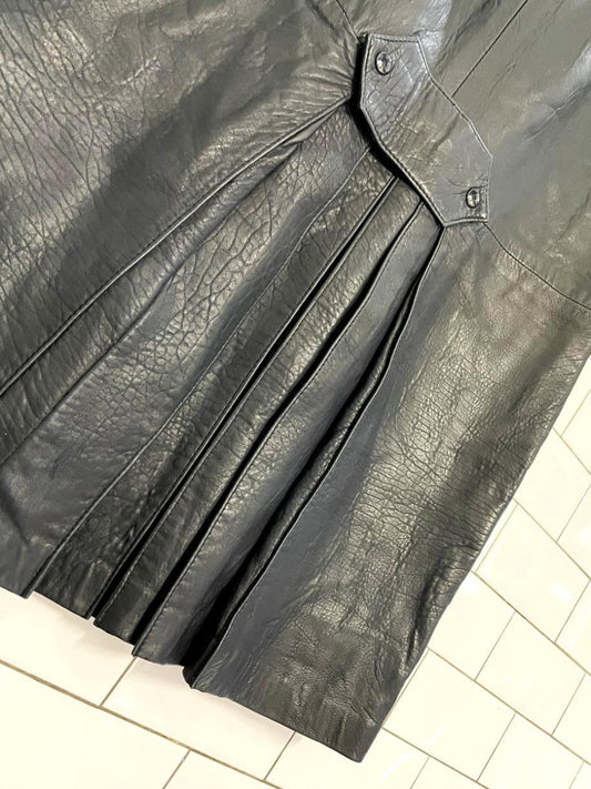 vintage 90s danier butter leather pleated back midi skirt | lambskin - good market thrift store