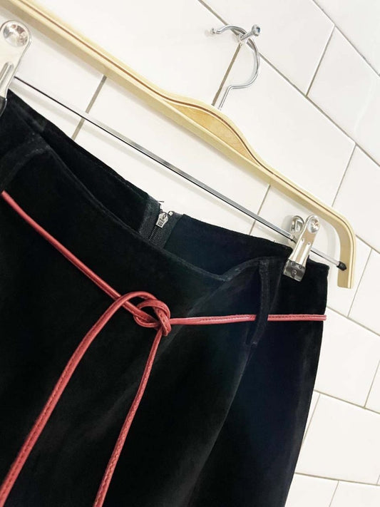 vintage 90s danier suede leather belted skirt - good market thrift store