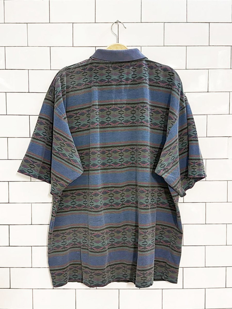 vintage 90s denver hayers striped pique polo shirt - good market thrift store