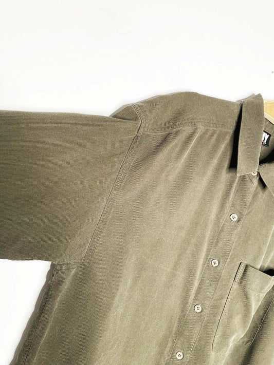 vintage 90s dkny 100% silk ribbed oversized full button shirt - good market thrift store