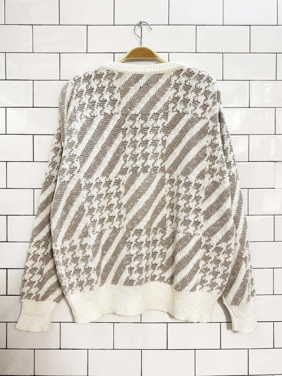vintage 90s docker houndstooth chunky knit sweater | made in usa - good market thrift store